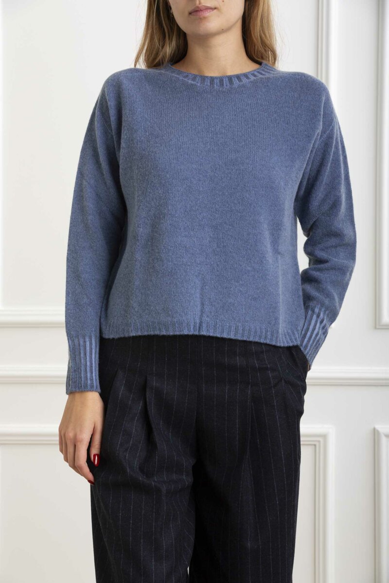 AROVESCIO-MAGLIA BOXY 90/10 TINTO FREDDO-AROW812815 DENIM