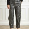 ALESSIA SANTI-PANTALONI IN SIMILPELLE-AS421SD28001 ARGENTO