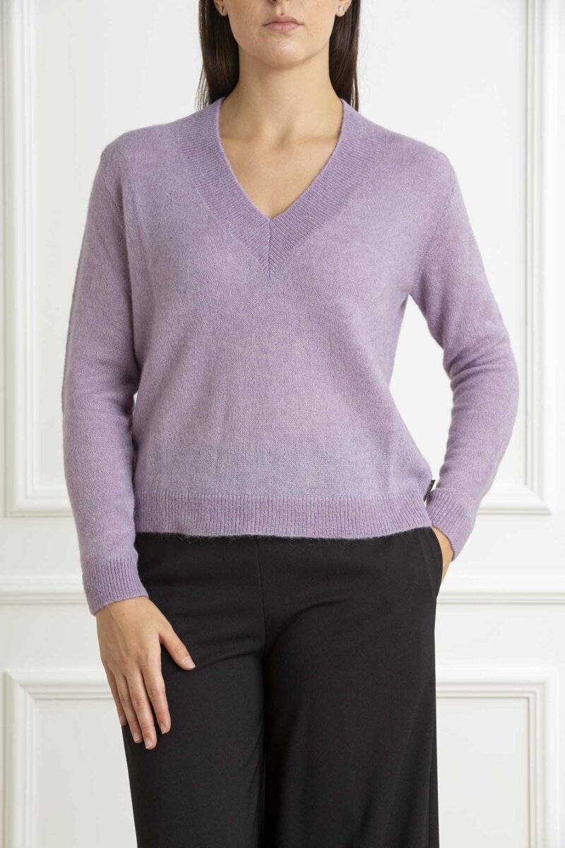 ALESSIA SANTI-MAGLIA SCOLLO V-AS421SD53066 LILLA