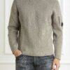 CP COMPANY-MAGLIA GIROCOLLO A COSTE INTERE-CPCMKN044A006608A KHAKI