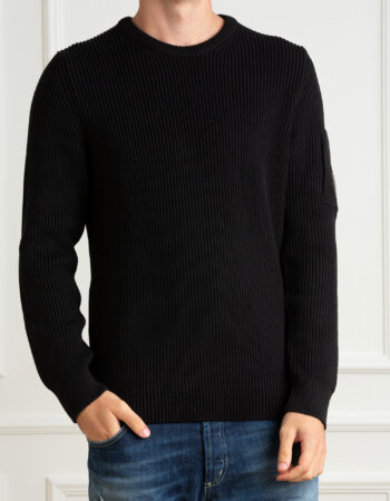 CP COMPANY-MAGLIA GIROCOLLO A COSTE INTERE-CPCMKN044A006608A NERO