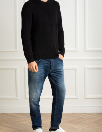 CP COMPANY-MAGLIA GIROCOLLO A COSTE INTERE-CPCMKN044A006608A NERO