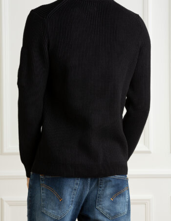 CP COMPANY-MAGLIA GIROCOLLO A COSTE INTERE-CPCMKN044A006608A NERO