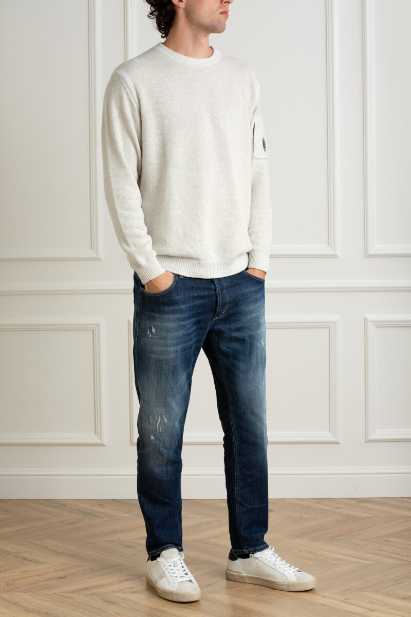 CP COMPANY-MAGLIERIA GIROCOLLO IN MAGLIA FELPA-CPCMKN213A006170A WHITE