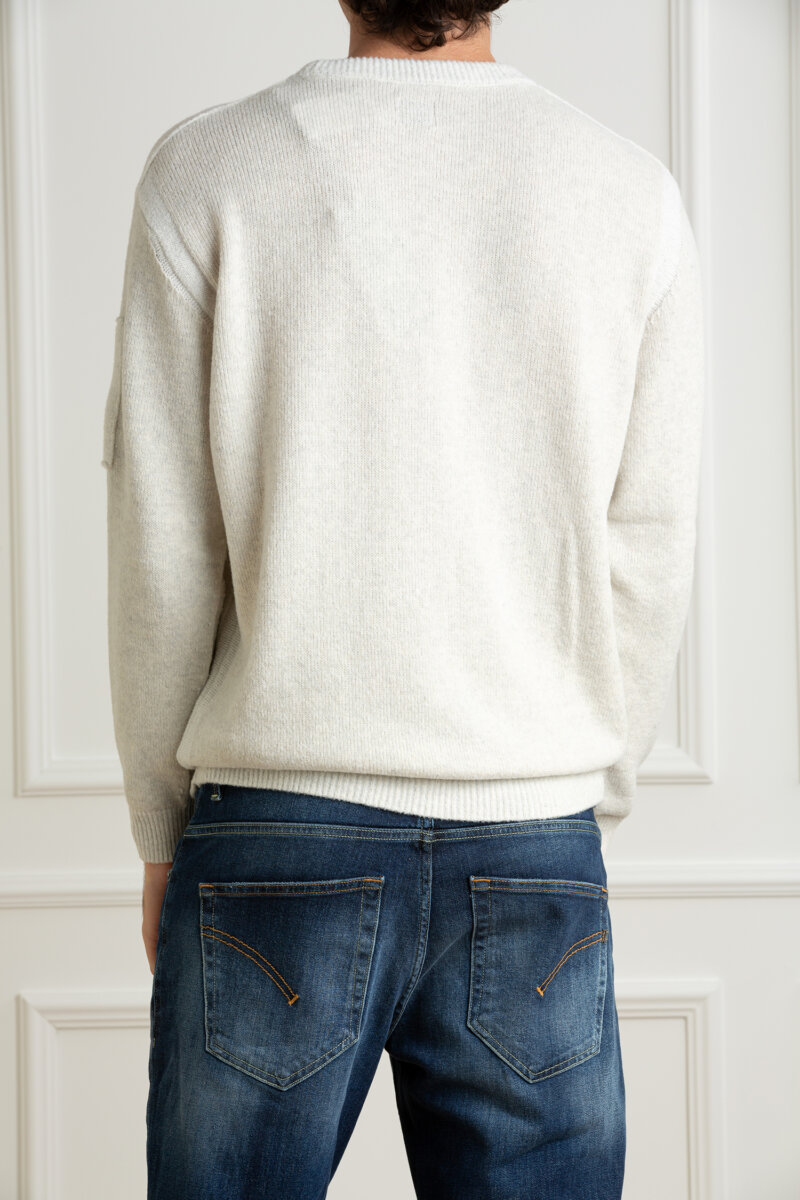 CP COMPANY-MAGLIERIA GIROCOLLO IN MAGLIA FELPA-CPCMKN213A006170A WHITE