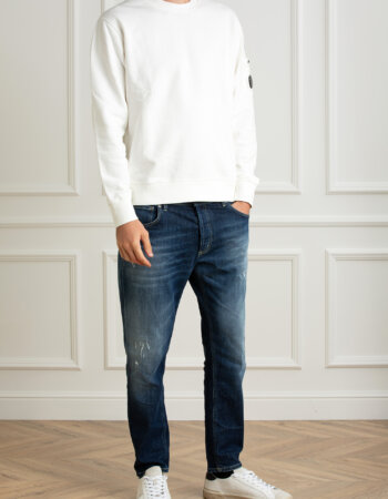 CP COMPANY-FELPA GIROCOLLO IN PILE CON LENTI DIAGONALI-CPCMSS060A006372R BIANCO