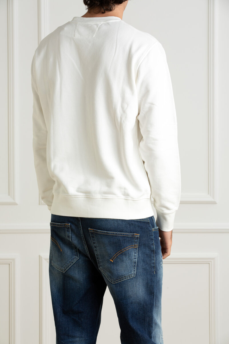 CP COMPANY-FELPA GIROCOLLO IN PILE CON LENTI DIAGONALI-CPCMSS060A006372R BIANCO