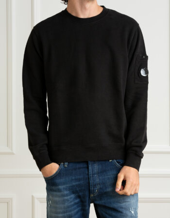 CP COMPANY-FELPA GIROCOLLO IN PILE CON LENTI DIAGONALI-CPCMSS060A006372R BLACK