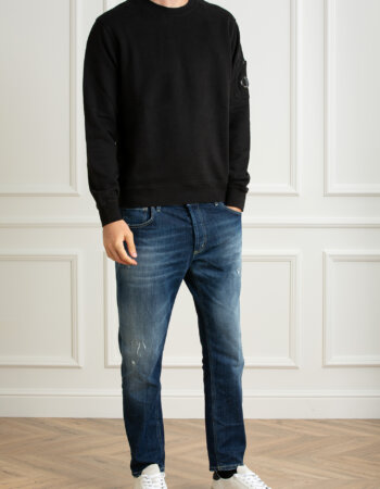 CP COMPANY-FELPA GIROCOLLO IN PILE CON LENTI DIAGONALI-CPCMSS060A006372R BLACK