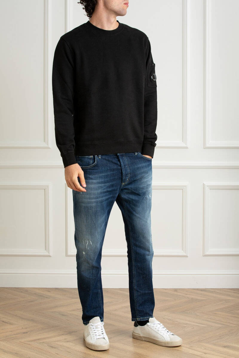CP COMPANY-FELPA GIROCOLLO IN PILE CON LENTI DIAGONALI-CPCMSS060A006372R BLACK