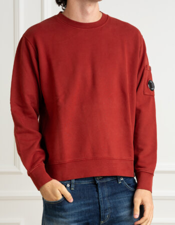 CP COMPANY-FELPA GIROCOLLO IN PILE CON LENTI DIAGONALI-CPCMSS060A006372R ROSSO