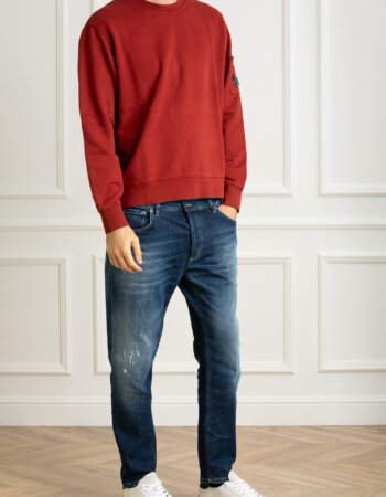 CP COMPANY-FELPA GIROCOLLO IN PILE CON LENTI DIAGONALI-CPCMSS060A006372R ROSSO