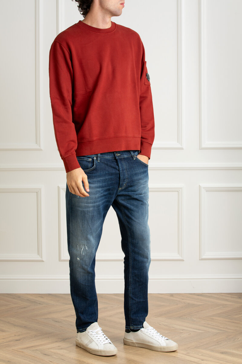CP COMPANY-FELPA GIROCOLLO IN PILE CON LENTI DIAGONALI-CPCMSS060A006372R ROSSO