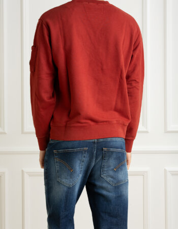 CP COMPANY-FELPA GIROCOLLO IN PILE CON LENTI DIAGONALI-CPCMSS060A006372R ROSSO