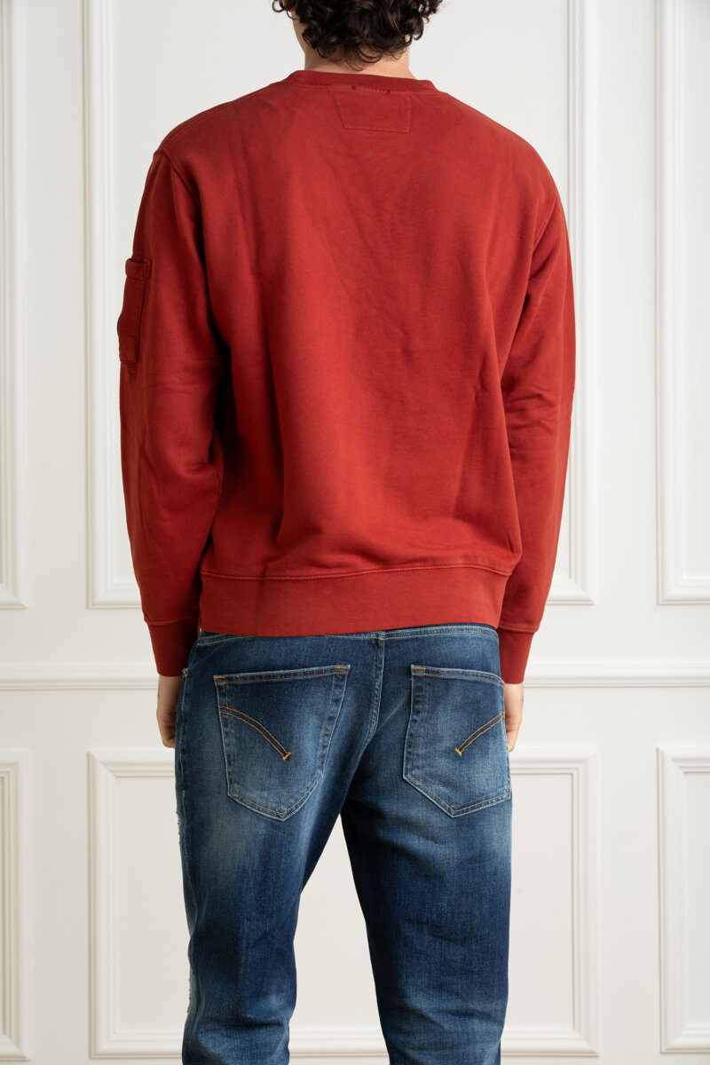 CP COMPANY-FELPA GIROCOLLO IN PILE CON LENTI DIAGONALI-CPCMSS060A006372R ROSSO