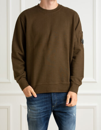 CP COMPANY-FELPA GIROCOLLO IN PILE CON LENTI DIAGONALI-CPCMSS060A006372R VERDE