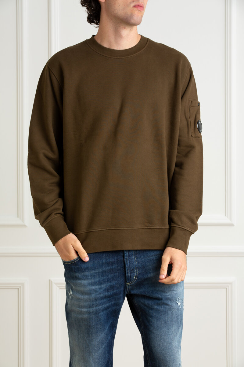 CP COMPANY-FELPA GIROCOLLO IN PILE CON LENTI DIAGONALI-CPCMSS060A006372R VERDE