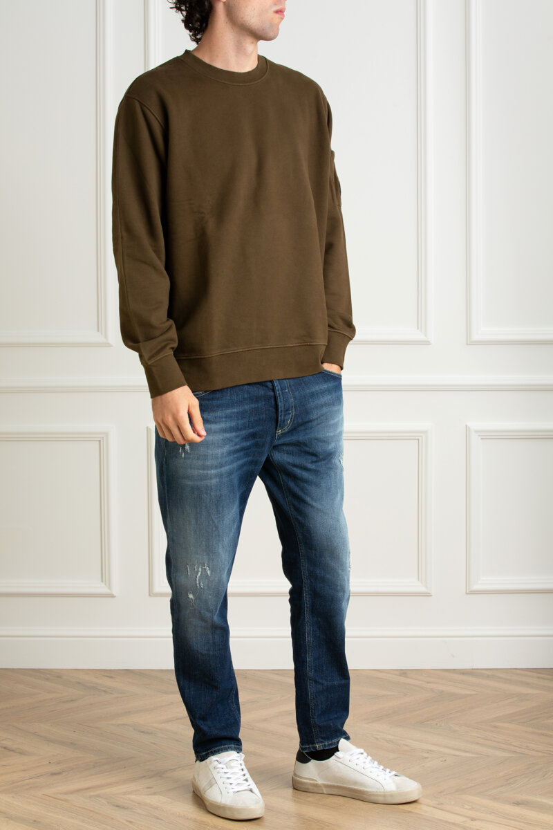 CP COMPANY-FELPA GIROCOLLO IN PILE CON LENTI DIAGONALI-CPCMSS060A006372R VERDE
