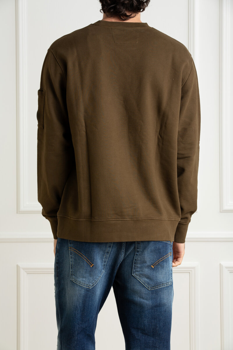 CP COMPANY-FELPA GIROCOLLO IN PILE CON LENTI DIAGONALI-CPCMSS060A006372R VERDE