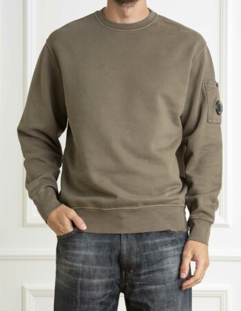 CP COMPANY-FELPA GIROCOLLO IN PILE CON LENTI DIAGONALI-CPCMSS060A006372R WALNUT
