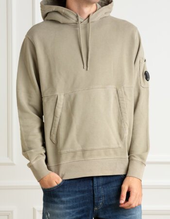CP COMPANY-FELPA CON CAPPUCCIO DIAGONALE-CPCMSS061A006372R SILVER