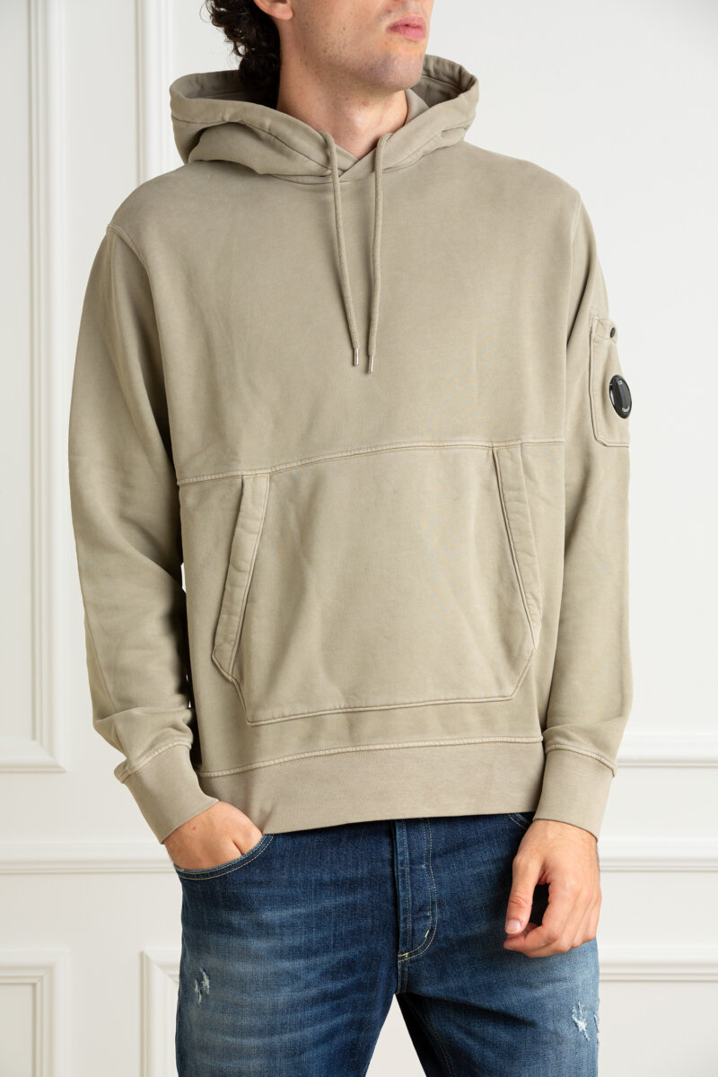 CP COMPANY-FELPA CON CAPPUCCIO DIAGONALE-CPCMSS061A006372R SILVER