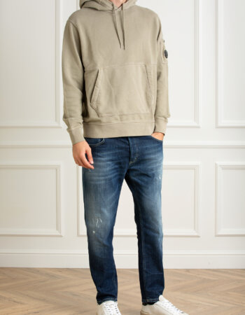 CP COMPANY-FELPA CON CAPPUCCIO DIAGONALE-CPCMSS061A006372R SILVER