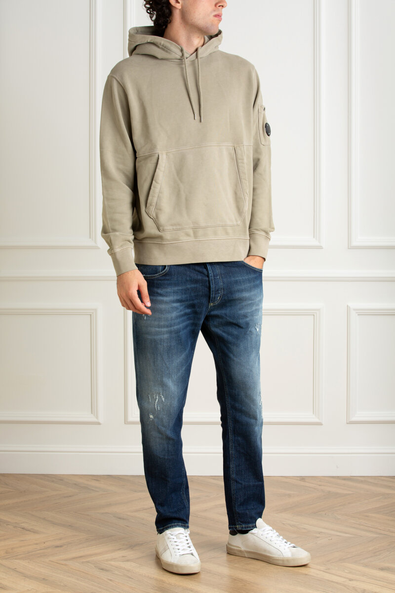 CP COMPANY-FELPA CON CAPPUCCIO DIAGONALE-CPCMSS061A006372R SILVER