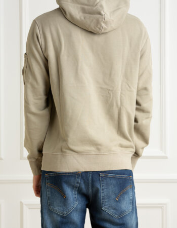 CP COMPANY-FELPA CON CAPPUCCIO DIAGONALE-CPCMSS061A006372R SILVER