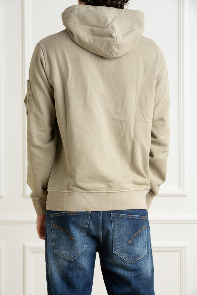 CP COMPANY-FELPA CON CAPPUCCIO DIAGONALE-CPCMSS061A006372R SILVER