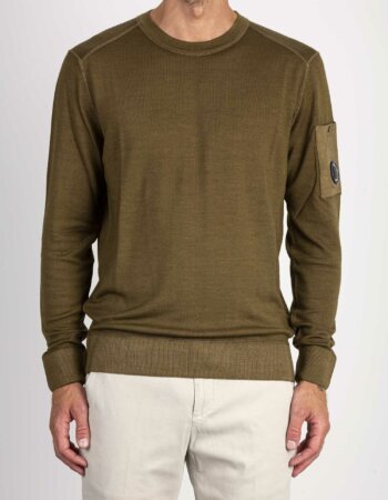 CP COMPANY-MAGLIA GIRO MERINO-CPKN245A003247F TORTORA