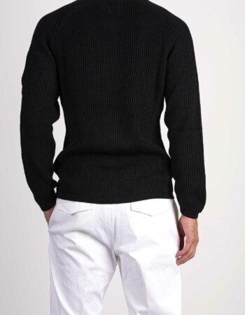 CP COMPANY-MAGLIA CON ZIP RE-WOOL-CPKN268A006595A NERO