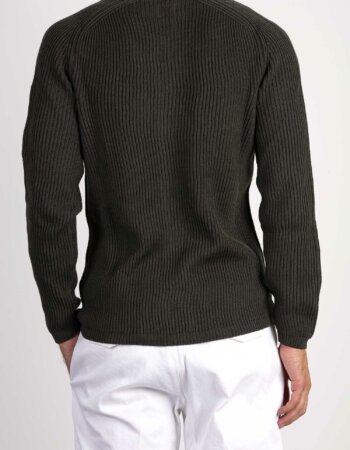 CP COMPANY-MAGLIA CON ZIP RE-WOOL-CPKN268A006595A OLIVA