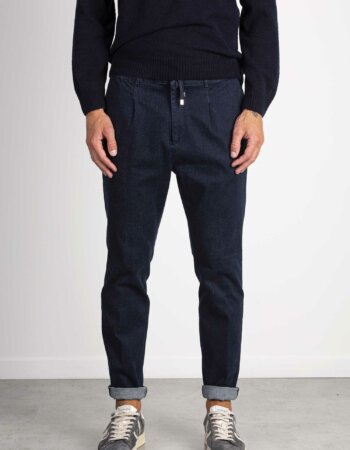 CRUNA-PANTALONE COULISSE DENIM-CRUMITTE1218 BLU