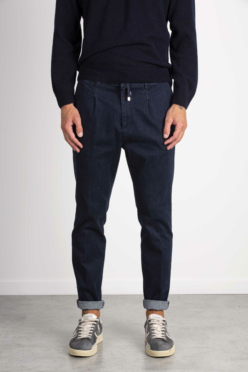 CRUNA-PANTALONE COULISSE DENIM-CRUMITTE1218 BLU