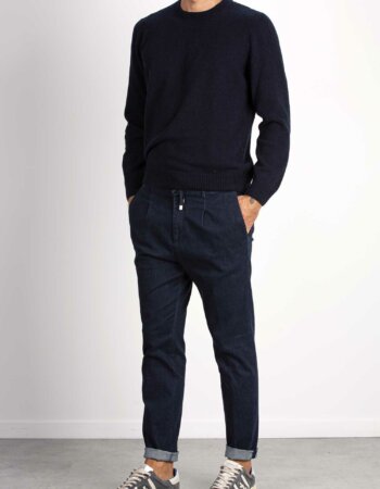 CRUNA-PANTALONE COULISSE DENIM-CRUMITTE1218 BLU