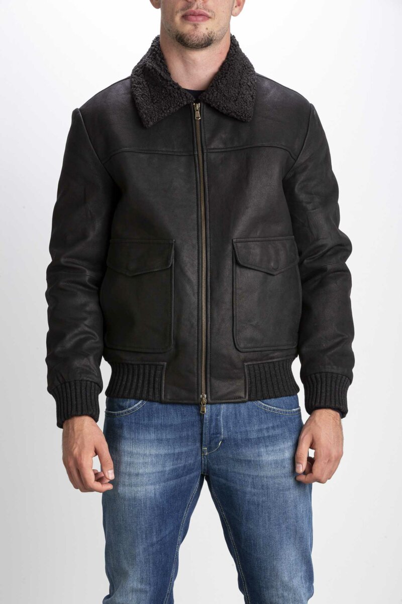 D'AMICO-MONTONE IN PELLE RUSTY-DADGU0457 NERO