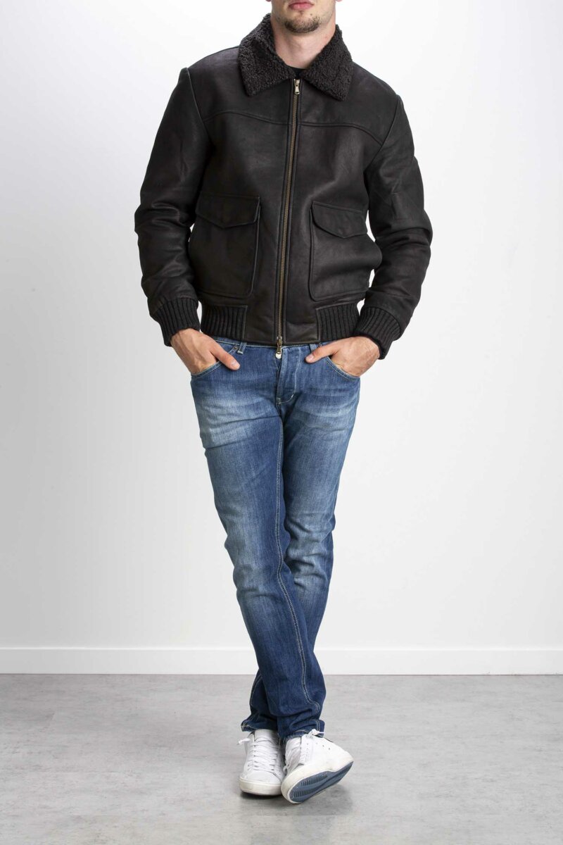 D'AMICO-MONTONE IN PELLE RUSTY-DADGU0457 NERO