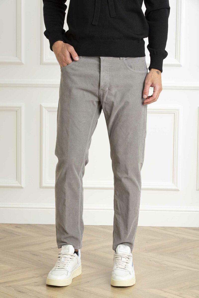 DONDUP-PANTALONE VELLUTO DIAN-DDUP576VS0028PTD GRIGIO