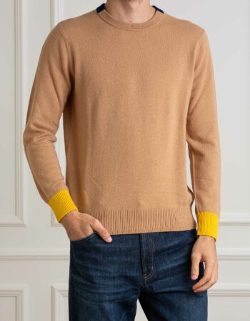 DIKTAT-MAGLIA GIRO LANA CASMIRE-DK77043 CAMMELLO