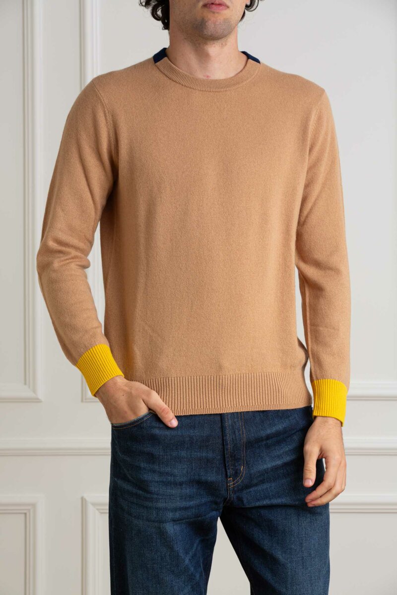 DIKTAT-MAGLIA GIRO LANA CASMIRE-DK77043 CAMMELLO