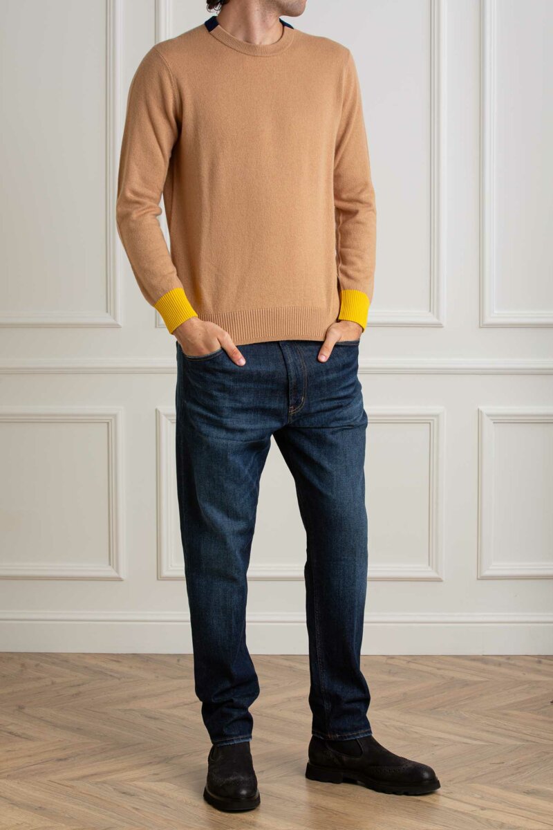DIKTAT-MAGLIA GIRO LANA CASMIRE-DK77043 CAMMELLO
