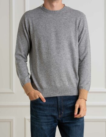 DIKTAT-MAGLIA GIRO LANA CASMIRE-DK77043 GRIGIO