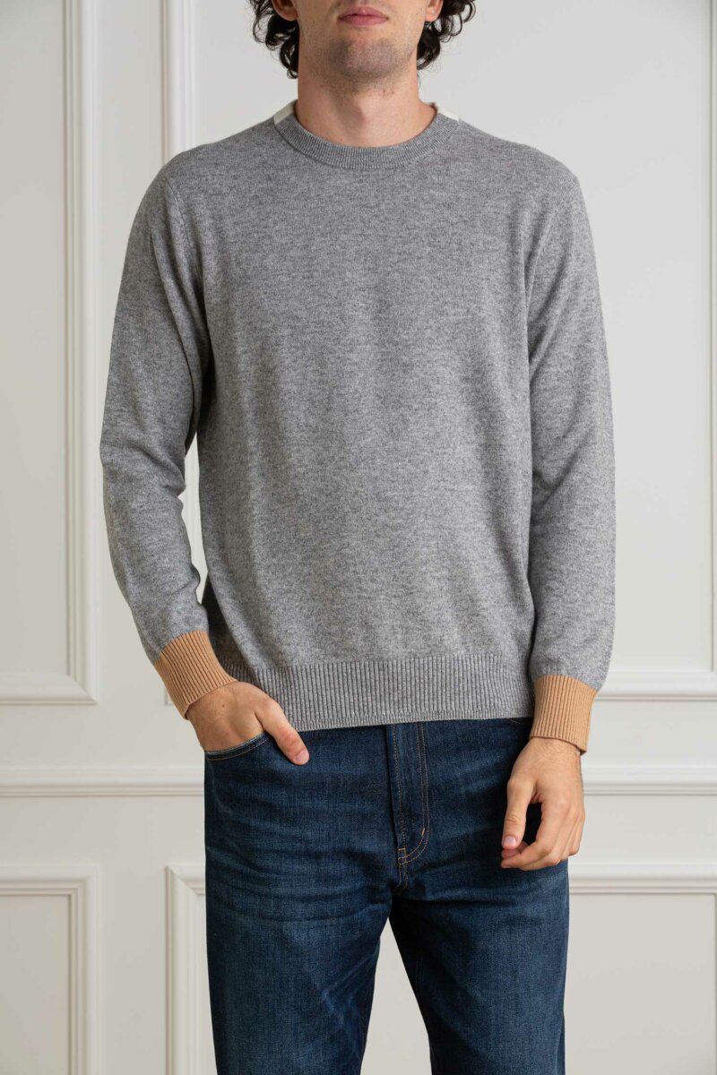 DIKTAT-MAGLIA GIRO LANA CASMIRE-DK77043 GRIGIO