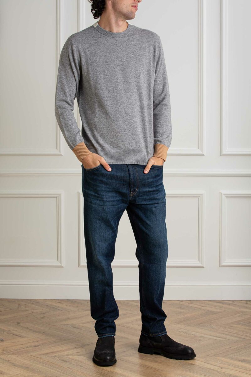 DIKTAT-MAGLIA GIRO LANA CASMIRE-DK77043 GRIGIO