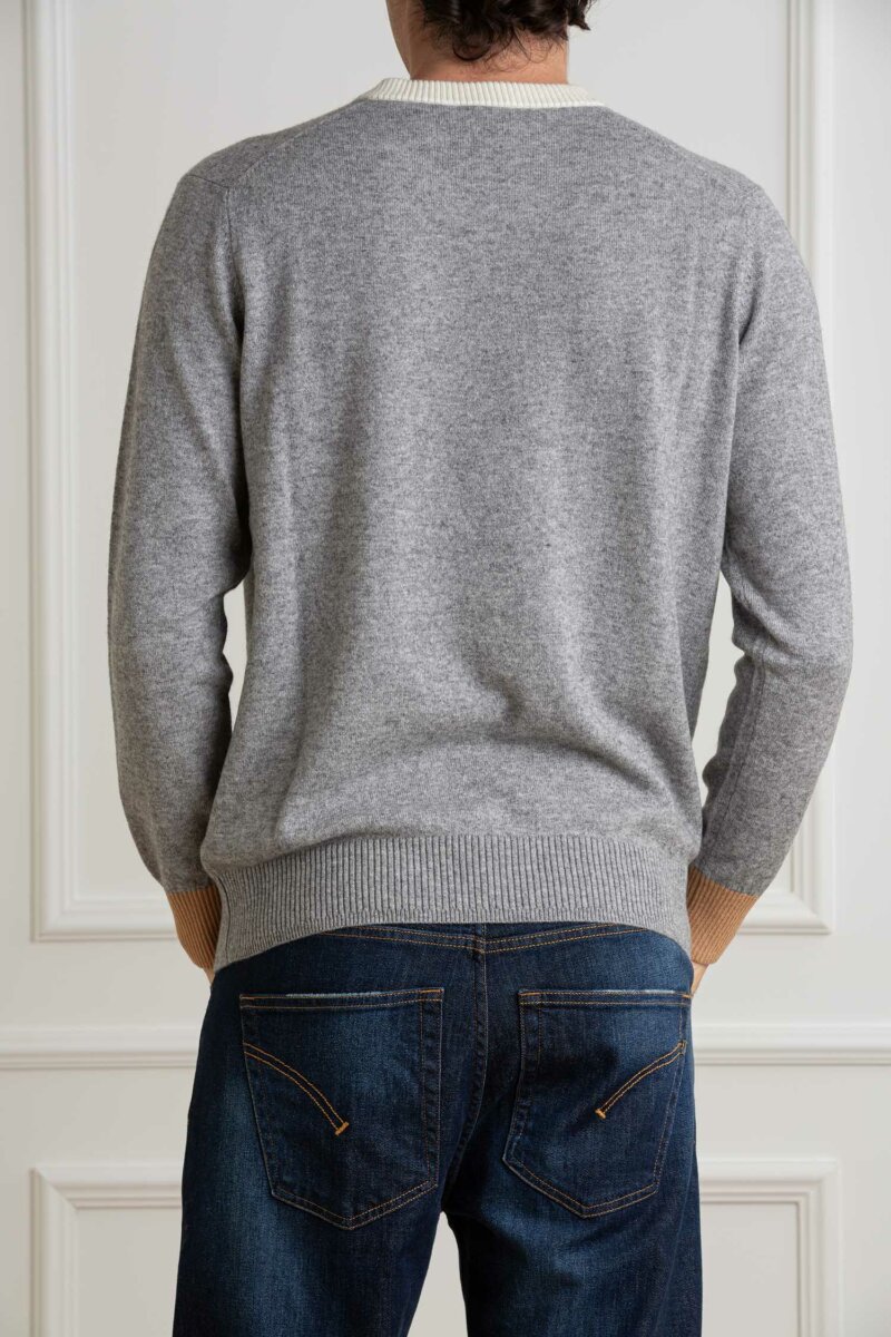 DIKTAT-MAGLIA GIRO LANA CASMIRE-DK77043 GRIGIO