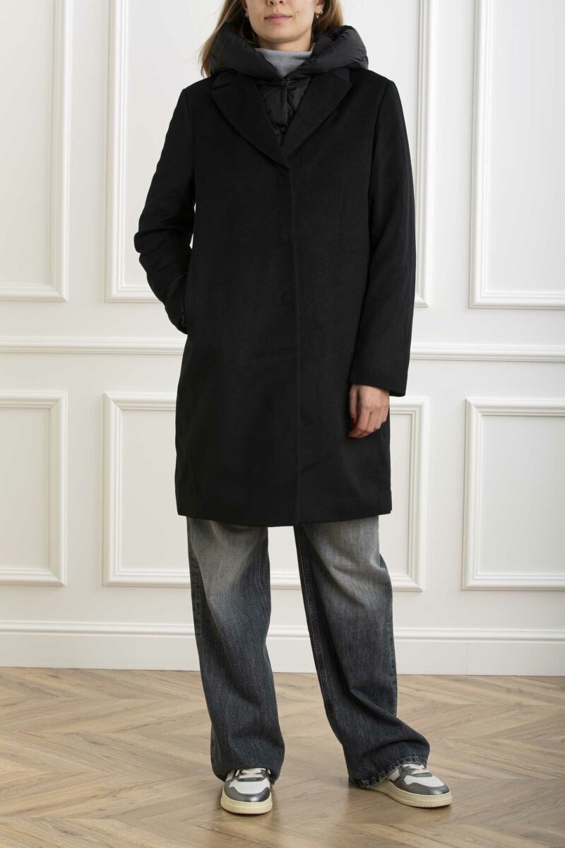 DUNO-CAPPOTTO MONOPETTO IN LANA-DNARTEMIDEPRATO NERO