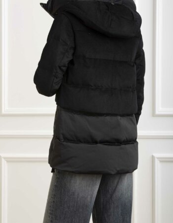 DUNO-PARKA CORTO IN LANA E RASO CON AMPIO CAPPUCCIO-DNKEIKOPRATOMEST NERO