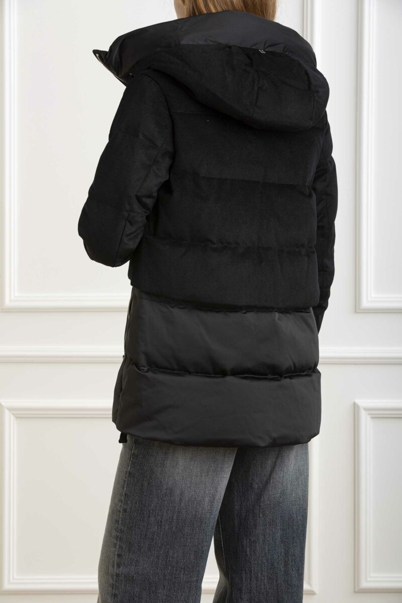 DUNO-PARKA CORTO IN LANA E RASO CON AMPIO CAPPUCCIO-DNKEIKOPRATOMEST NERO