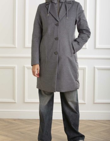 DUNO-CAPPOTTO CON IMBOTTITURA IN PIUMA IN RASO-DNLISAPRATOMEST GRIGIO